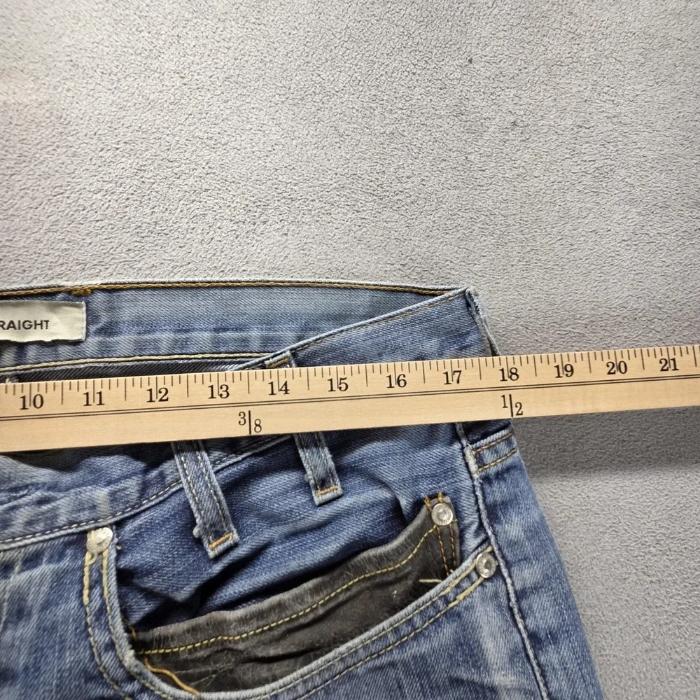Vintage‎ Levis 504 Jeans Mens Blue Straight Engineered Altered Hem Fits 34x32